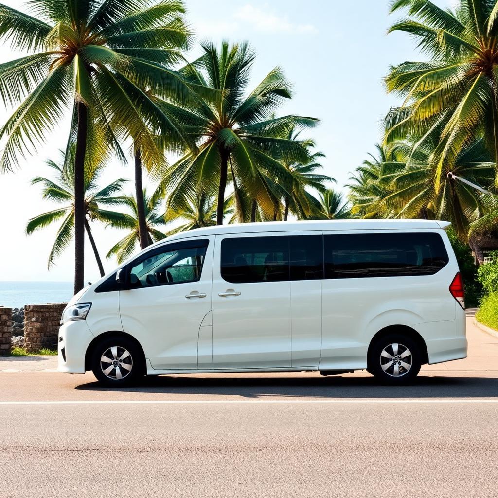 Van on the road across Palawan